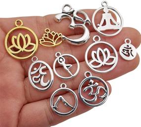 img 3 attached to 🧘 80PCS Craft Supplies Antique Silver Yoga OM Lotus Flower Charms for Jewelry Making - Findings Accessory for DIY Necklace Bracelet (CFM294)