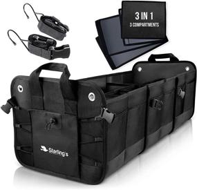 img 4 attached to 🚗 Увеличьте объем багажника с прочным органайзером для автомобиля Starling - регулируемое хранение грузов во внедорожниках (черный, 3 отделения)