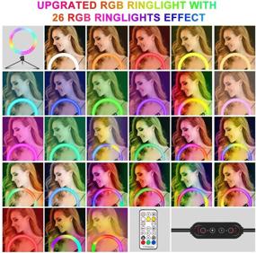 img 1 attached to 10.2 "RGB Селфи-ручка с подставкой - с триподом, регулируемая яркость, разноцветное кольцевое освещение с держателем для телефона для прямой трансляции, фотографии, макияжа - совместимо с iPhone и Android.