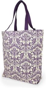 img 3 attached to 🛍️ DII Set of 3 Heavy Duty Canvas Reusable Shopping Tote Bags - 100% Cotton, Machine Washable - Natural and Eggplant Damask