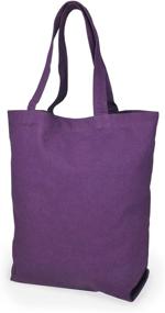 img 2 attached to 🛍️ DII Set of 3 Heavy Duty Canvas Reusable Shopping Tote Bags - 100% Cotton, Machine Washable - Natural and Eggplant Damask