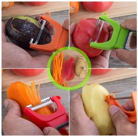 img 3 attached to 🥕 Beyoxfath Kitchen Vegetable Peeler Set - 3 Pcs Stainless Steel Julienne Peelers - Potato and Fruit Peelers - Cabbage Stainless Steel Shredder Slicer (Set of 3)