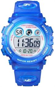 img 3 attached to PASNEW Kids Watch: Waterproof Sport Camouflage LED Backlight Electronic Watch for Children 7+ Years