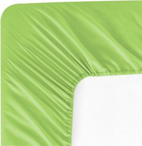 img 1 attached to 🛏️ Bedding Lime Modern Solid Color Fitted Sheet - Размер «Твин» с глубоким карманом 1800 - Превосходный материал из вельветового микрофибра, выполненный по новейшим технологиям от Wavva.