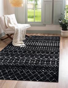 img 4 attached to 🏷️ Adiva Rugs Modern Transitional Area Rug with Border, Soft Short Medium Pile, Traditional Style Pattern, Persian Home Decor, Floor Decoration Mat 2586A (Black, 2'-6" x 5')
