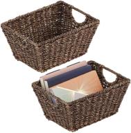 📦 woven seagrass nesting storage bin set for organizing kitchen, pantry, bathroom, laundry, closets, garage - 2 pack - dark brown by mdesign logo