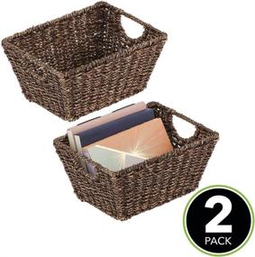 img 3 attached to 📦 Woven Seagrass Nesting Storage Bin Set for Organizing Kitchen, Pantry, Bathroom, Laundry, Closets, Garage - 2 Pack - Dark Brown by mDesign