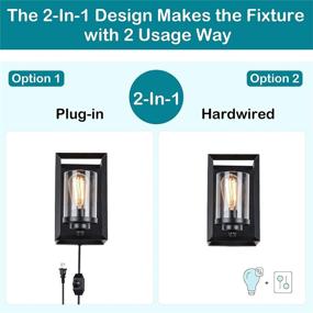 img 2 attached to 🔦 Jobtical 2 Pack Black Wall Sconce Light Fixture: Versatile 2-in-1 Design for Bedroom, Hallway, Porch & More