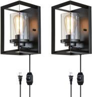 🔦 jobtical 2 pack black wall sconce light fixture: versatile 2-in-1 design for bedroom, hallway, porch & more логотип