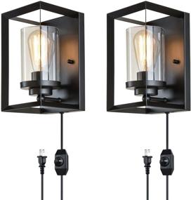 img 4 attached to 🔦 Jobtical 2 Pack Black Wall Sconce Light Fixture: Versatile 2-in-1 Design for Bedroom, Hallway, Porch & More