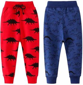 img 4 attached to 🦖 Stylish AOWKULAE Dinosaur Sweatpants for Boys with Elastic Drawstring – Trendy Boys' Clothing