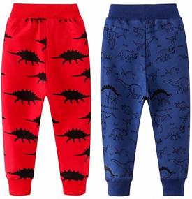 img 3 attached to 🦖 Stylish AOWKULAE Dinosaur Sweatpants for Boys with Elastic Drawstring – Trendy Boys' Clothing