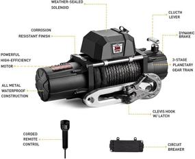 img 1 attached to 🏆 Электрическая лебедка ZEAK 13000 фунтов: водонепроницаемый синтетический канат, беспроводной пульт ДУ для грузовика или внедорожника - первоклассная производительность!