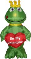 bzb goods 4ft valentine's day inflatable frog king: light up your holiday with sweet heart led decorations! logo