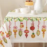 🎄 benson mills printed fabric tablecloth for christmas, holiday, and winter decor - 60"x120" rectangular logo