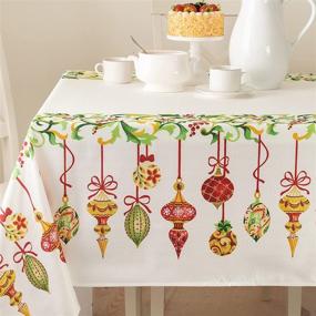 img 4 attached to 🎄 Benson Mills Printed Fabric Tablecloth for Christmas, Holiday, and Winter Decor - 60"x120" Rectangular