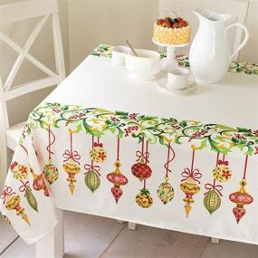 img 2 attached to 🎄 Benson Mills Printed Fabric Tablecloth for Christmas, Holiday, and Winter Decor - 60"x120" Rectangular