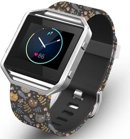 img 1 attached to SKYLET Браслет для Fitbit Blaze с креплением: Мягкий силиконовый браслет с цветочным принтом для мужчин и женщин.