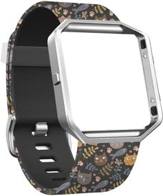 img 3 attached to SKYLET Браслет для Fitbit Blaze с креплением: Мягкий силиконовый браслет с цветочным принтом для мужчин и женщин.