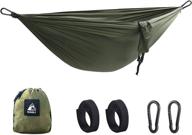 hewolf camping hammock - double parachute hammock with tree straps for portable travel, beach, hiking, backyard, and garden логотип