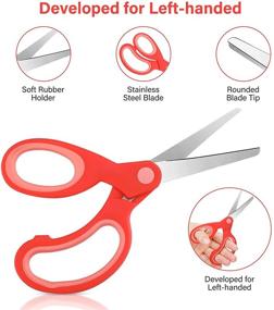 img 2 attached to ✂️ Left Handed Stainless Steel Scissors 5.9 Inch - Soft Grip Office Scissors for Lefties - Craft Pointed Shears for Home, Office, School Supplies (6 Pack)