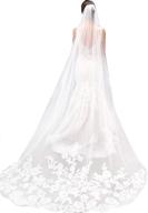 👰 sisjuly women's 1t floral appliques lace chapel long wedding veil with comb - elegant bridal accessory for a timeless look logo