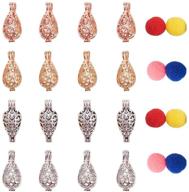 pandahall elite 16pcs aromatherapy diffuser locket pendants with colorful polyester pom pom balls - perfect for necklace, bracelet, and jewelry making logo