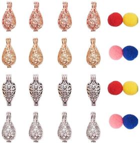 img 4 attached to PandaHall Elite 16pcs Aromatherapy Diffuser Locket Pendants with Colorful Polyester Pom Pom Balls - Perfect for Necklace, Bracelet, and Jewelry Making