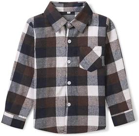 img 1 attached to Flannel Button Sleeve Black Boys' Tops, Tees & Shirts - Fashionable Clothing