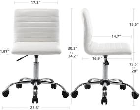 img 2 attached to 🪑 Adjustable, Swivel Low-Back Ribbed Faux Leather Office Desk Chair - Armless Design