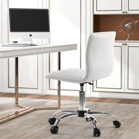 img 1 attached to 🪑 Adjustable, Swivel Low-Back Ribbed Faux Leather Office Desk Chair - Armless Design