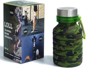 img 3 attached to 🌿 Collapsible Water Bottle: Foldable, Reusable, Leak Proof - Camo 18oz - BPA Free, Silicone, Wide Mouth Metal Cap - Lightweight and Portable for Outdoor Travel, Sports, Camping, Running, Gym - With Carabiner