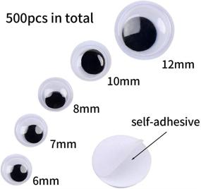 img 3 attached to 500 Pieces of Self-Adhesive Black Wiggle Googly Eyes: Sizes Ranging from 6mm to 12mm - DECORA