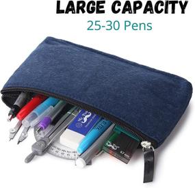 img 3 attached to 🖊️ Mr. Pen- Felt Fabric Pencil Case, 3-Pack Blue Pen Bag with Zipper - Perfect for School Supplies and Organization