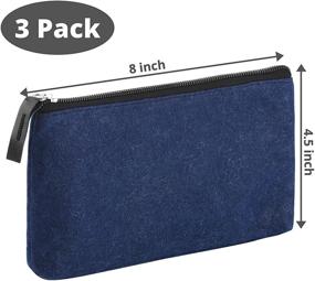 img 2 attached to 🖊️ Mr. Pen- Felt Fabric Pencil Case, 3-Pack Blue Pen Bag with Zipper - Perfect for School Supplies and Organization