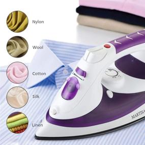 img 1 attached to 🔥 Efficient and Powerful MARTISAN Steam Iron with Non-Stick Soleplate - 1200W, Variable Temperature, and Steam Control, Self-Cleaning Function - Purple Design