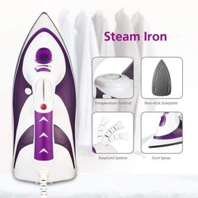 img 2 attached to 🔥 Efficient and Powerful MARTISAN Steam Iron with Non-Stick Soleplate - 1200W, Variable Temperature, and Steam Control, Self-Cleaning Function - Purple Design