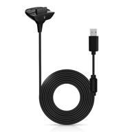 xbox 360 wireless controller charger cable - usb 2.0 replacement play & data sync cord (black) logo