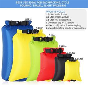 img 2 attached to 🌊 1/3/6Pack Ultralight Dry Bags Waterproof - Lightweight & Versatile Set of Adjustable Shoulder Strap Dry Bags for Kayaking, Beach, Hiking, and Camping