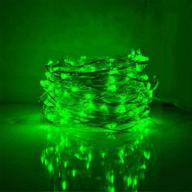 🔋 33ft/10m led copper wire lights: remote controlled, aa battery powered, decorative rope lights for outdoor holiday, wedding, parties - green логотип