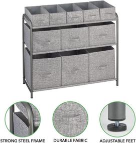 img 2 attached to 📦 mDesign Wide 3-Tier Soft Storage Organizer: Sturdy Steel Frame, Easy Pull Fabric Bins, 11 Removable Bins, Graphite Gray/Gray