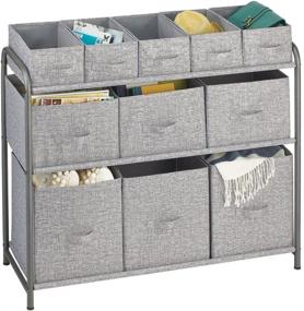 img 4 attached to 📦 mDesign Wide 3-Tier Soft Storage Organizer: Sturdy Steel Frame, Easy Pull Fabric Bins, 11 Removable Bins, Graphite Gray/Gray