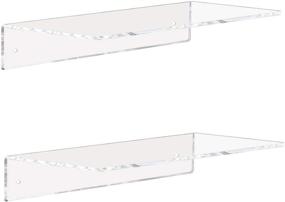 img 4 attached to 📚 Clear Acrylic Floating Shelves - 2Pack, 5mm Thick Small Shelf | Ideal for Bedroom, Living Room, Bathroom | Ensures No Falling-Off