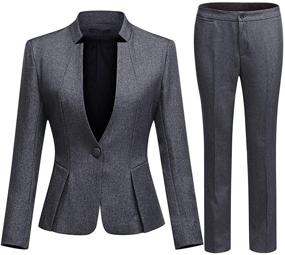 img 4 attached to 👩 Sophisticated and Professional Women's 1 Button Blazer Jacket and Pants Suit Set