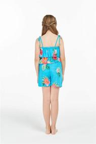 img 3 attached to 🌺 Стильный Гавайский комбинезон с оборками: высококачественная тропическая одежда для девочек!