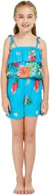 img 4 attached to 🌺 Стильный Гавайский комбинезон с оборками: высококачественная тропическая одежда для девочек!