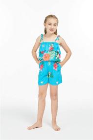 img 2 attached to 🌺 Стильный Гавайский комбинезон с оборками: высококачественная тропическая одежда для девочек!