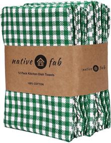 img 3 attached to Native Fab 12 Pack Gingham Farmhouse 🌾 Kitchen Dish Towels: Cotton Absorbent, Durable, and Washable 15x25