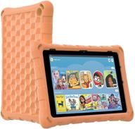 dj&amp;rppq anti slip shockproof light weight protective case for kids - orange | compatible with 11th generation, 2021 release hd 10.1 inch tablet logo