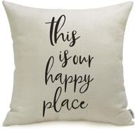 🏡 meekio farmhouse pillow covers - this is our happy place quotes 18x18 - farmhouse decor housewarming gifts - enhance your home! logo